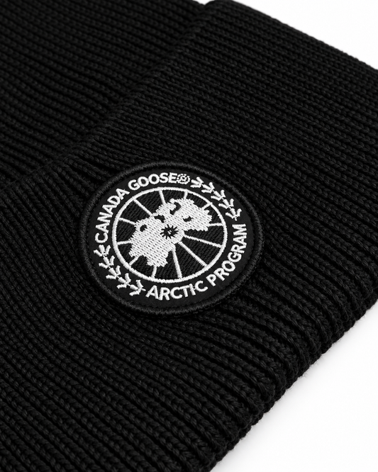 CG Merino Wool Beanie with Black Disc – Black
