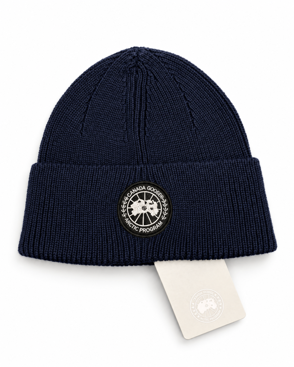 CG Merino Wool Beanie with Black Disc – Dark Blue