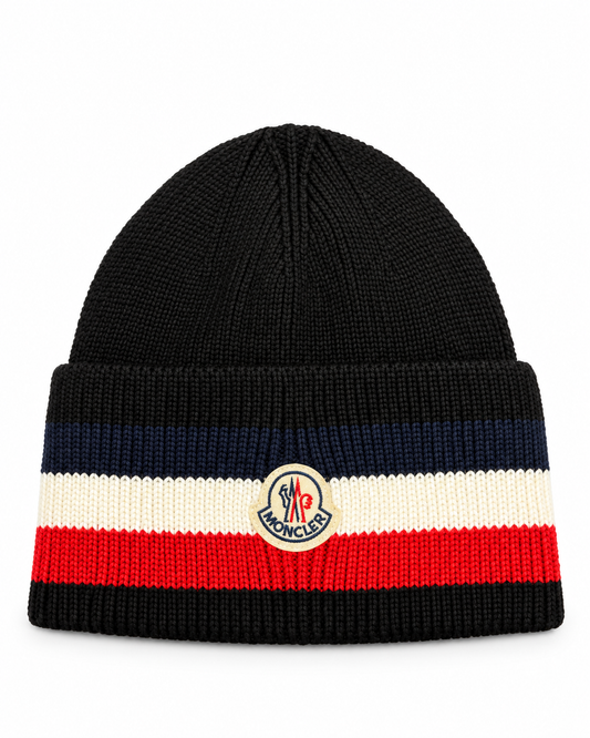 MNCLR Tricolor Wool Beanie - Black