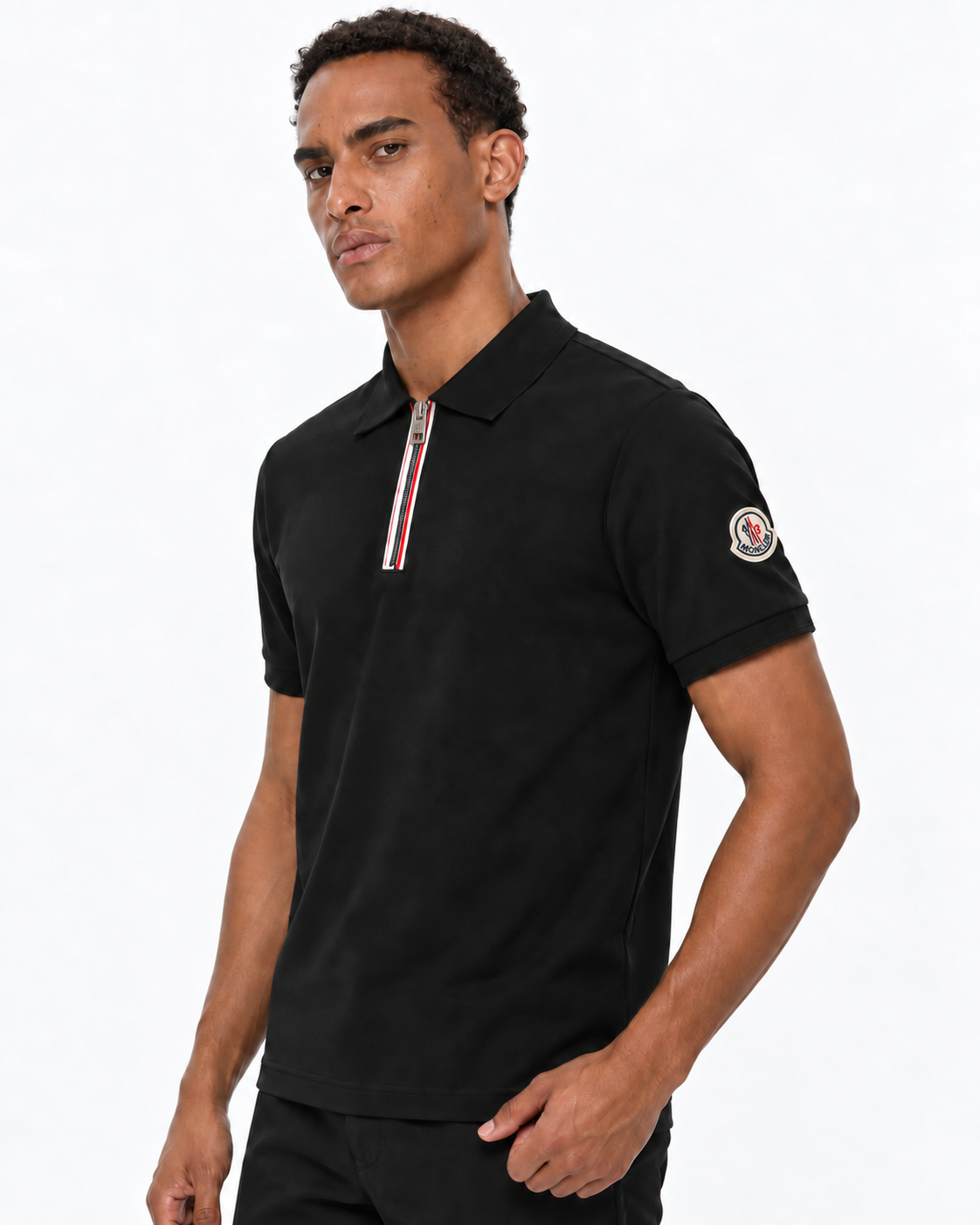 MNCLR Half-Zip Piqué Cotton Shirt - Black