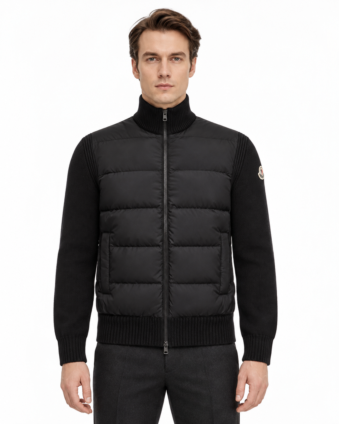 MNCLR Padded Wool Zip-Up Cardigan - Black