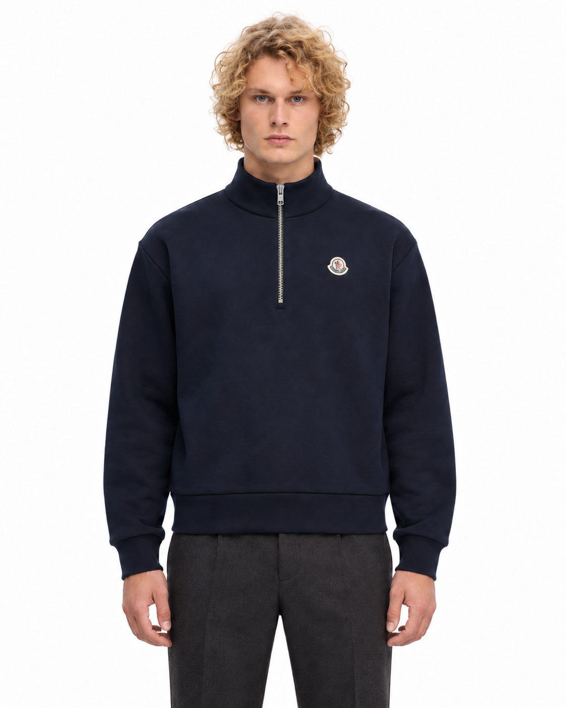 MNCLR Logo Cotton Zip-Up Sweatshirt - Dark Blue