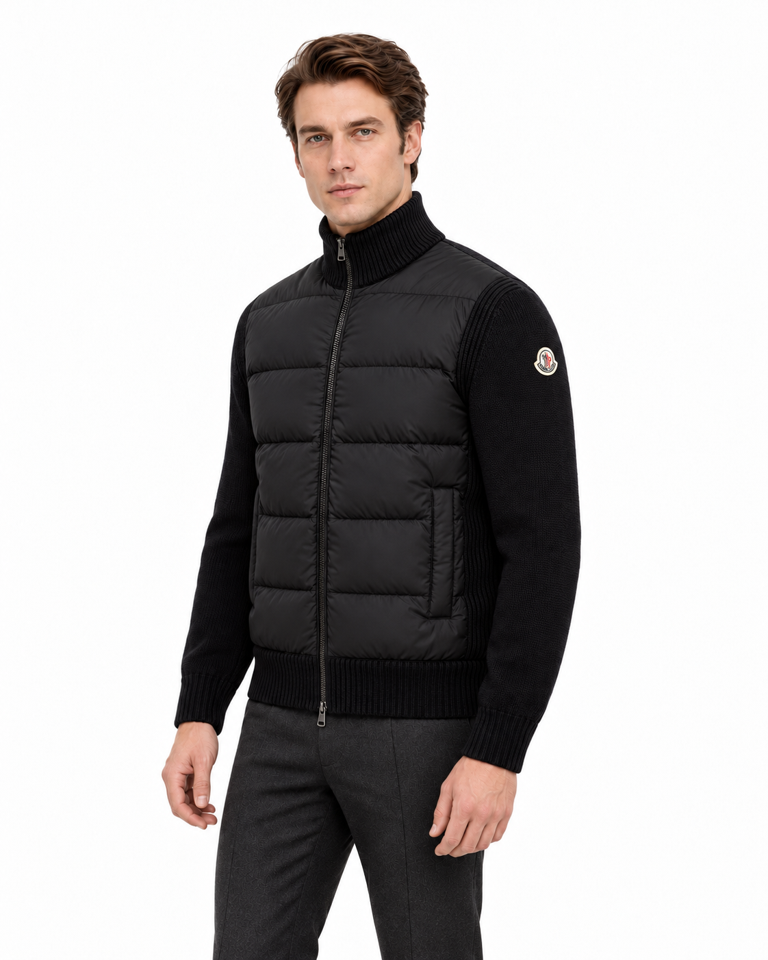 MNCLR Padded Wool Zip-Up Cardigan - Black