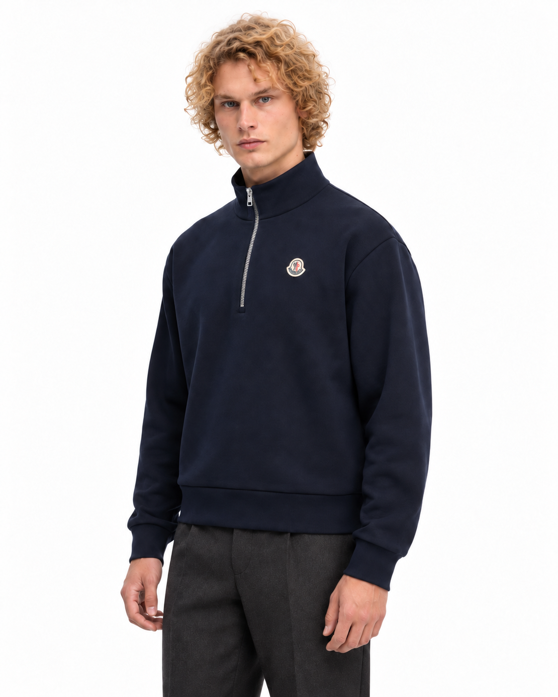 MNCLR Logo Cotton Zip-Up Sweatshirt - Dark Blue