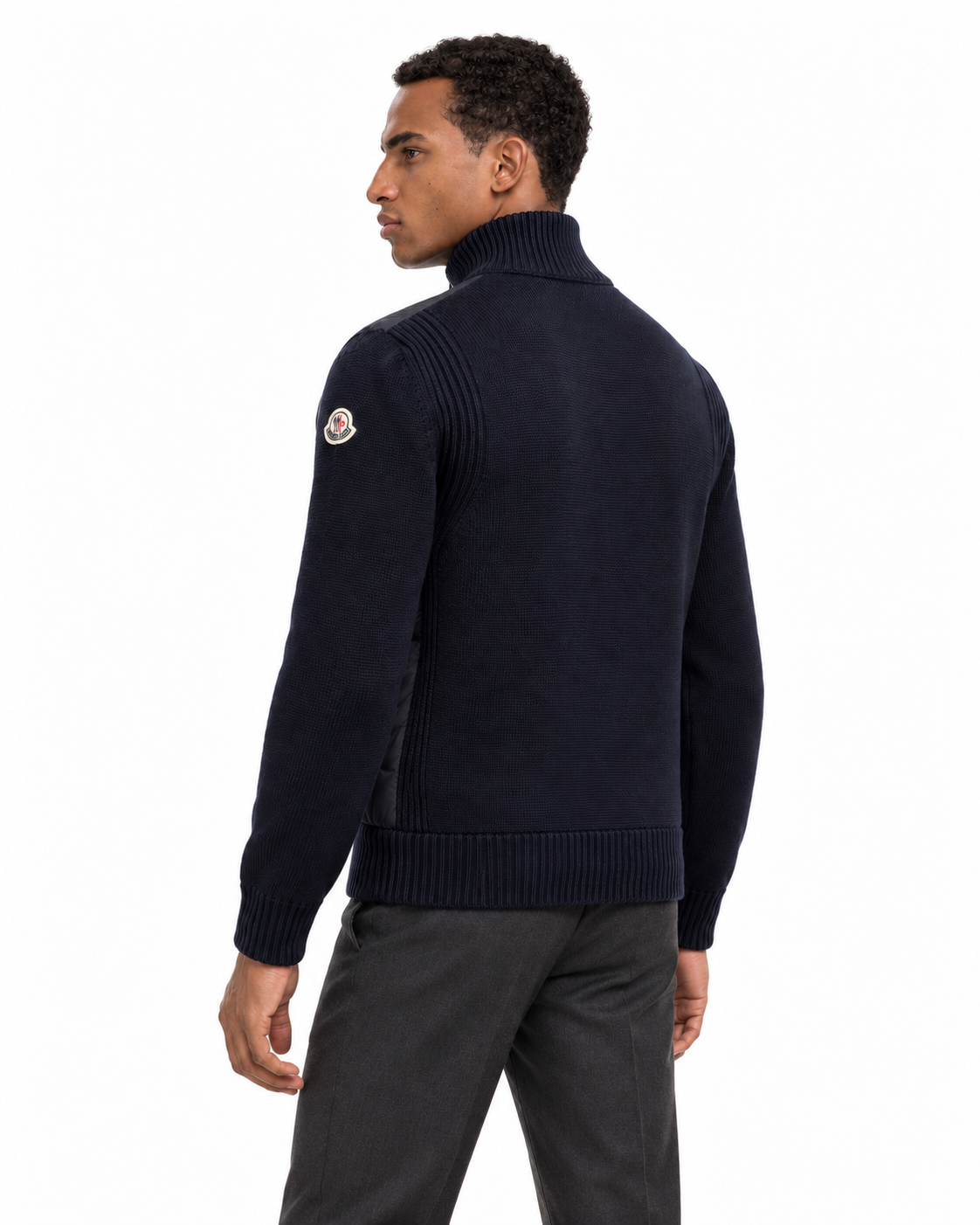 MNCLR Padded Wool Zip-Up Cardigan - Navy Blue
