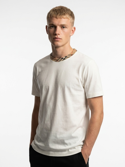 BBR Check Trim Cotton T-Shirt - Chalk