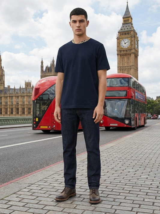 BBR Check Trim Cotton T-Shirt - Dark Blue