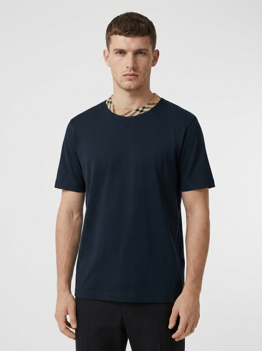BBR Check Trim Cotton - Dark Blue View 2