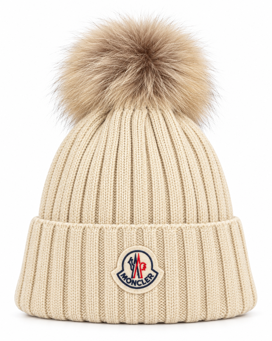 MNCLR Wool Beanie with Pom Pom - Beige