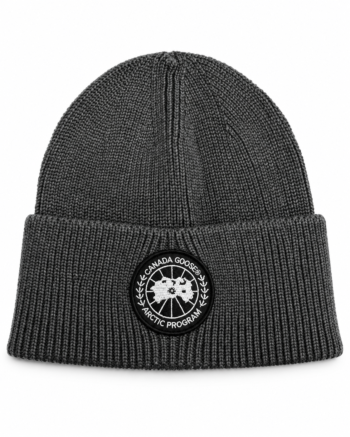 CG Merino Wool Beanie with Black Disc – Anthracite