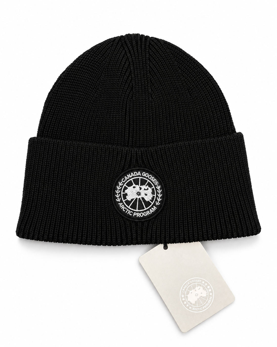 CG Merino Wool Beanie with Black Disc – Black
