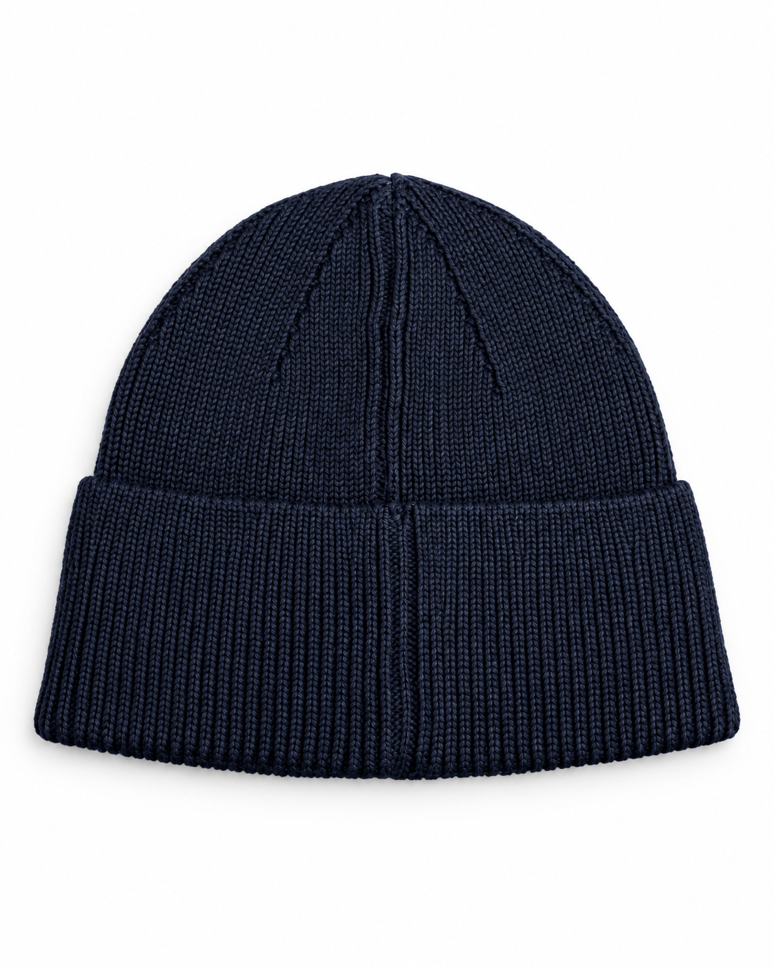 CG Merino Wool Beanie with Black Disc – Dark Blue