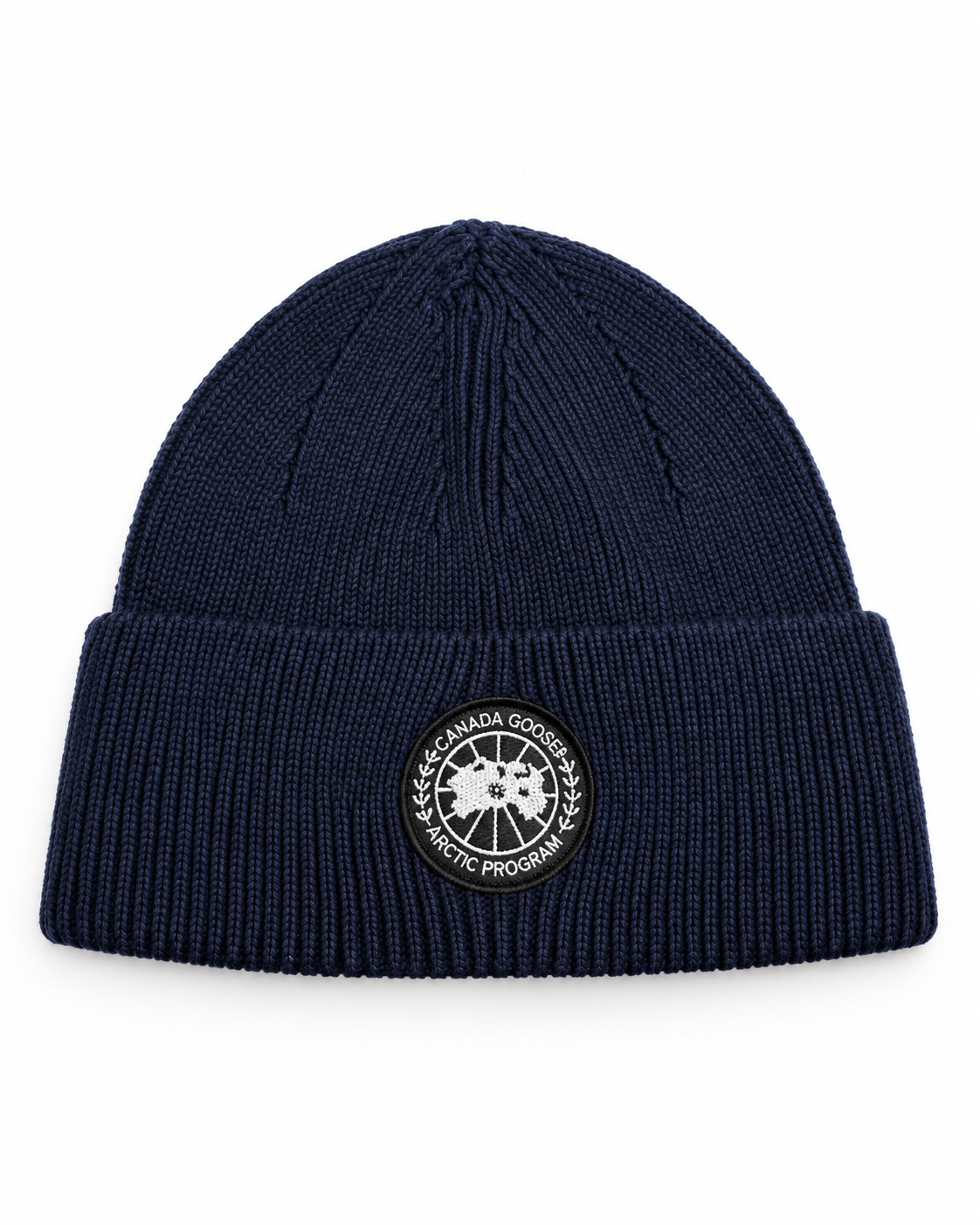 CG Merino Wool Beanie with Black Disc – Dark Blue