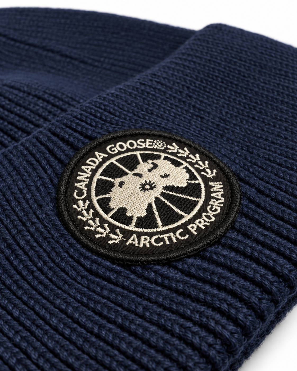 CG Merino Wool Beanie with Black Disc – Dark Blue