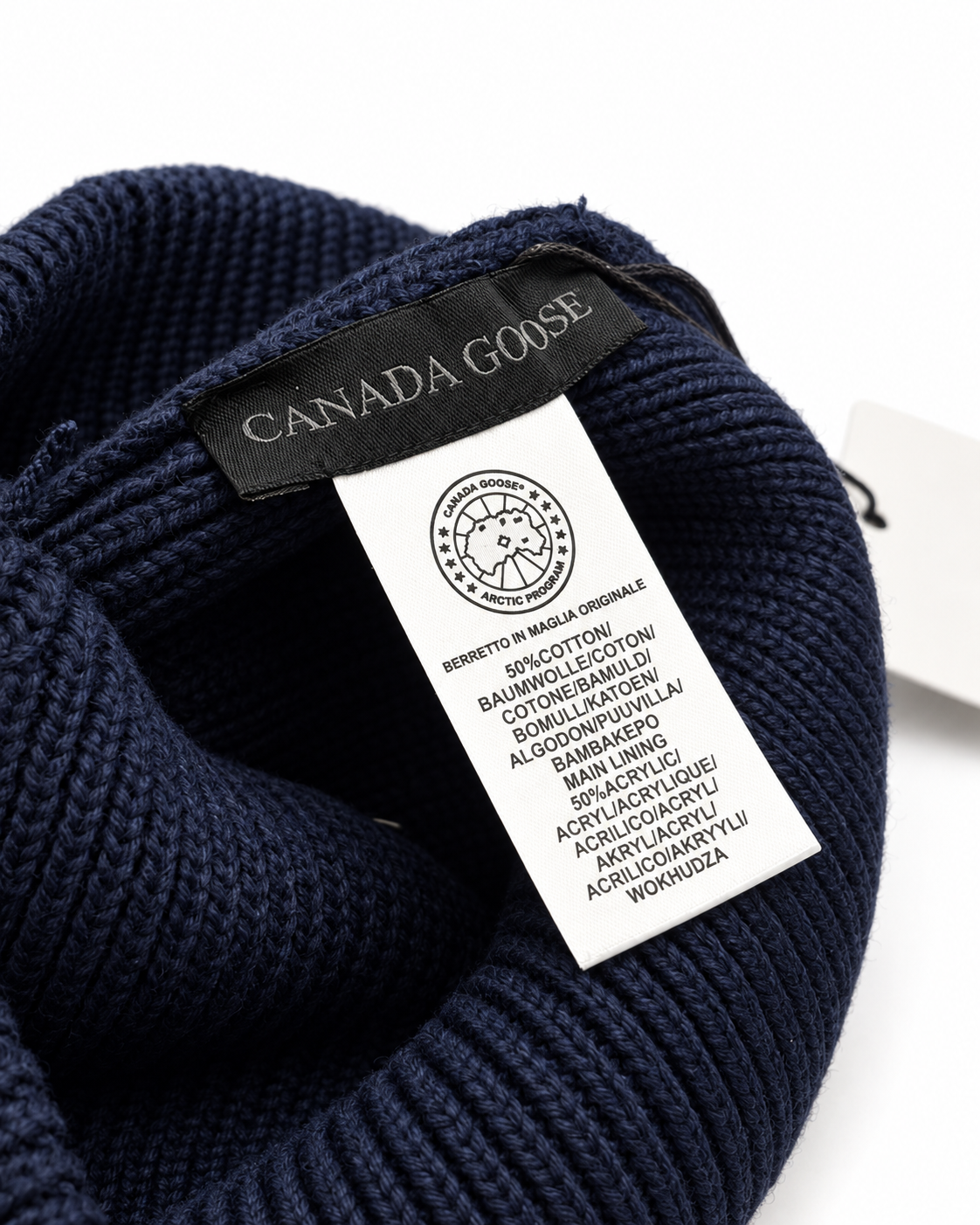 CG Merino Wool Beanie with Black Disc – Dark Blue