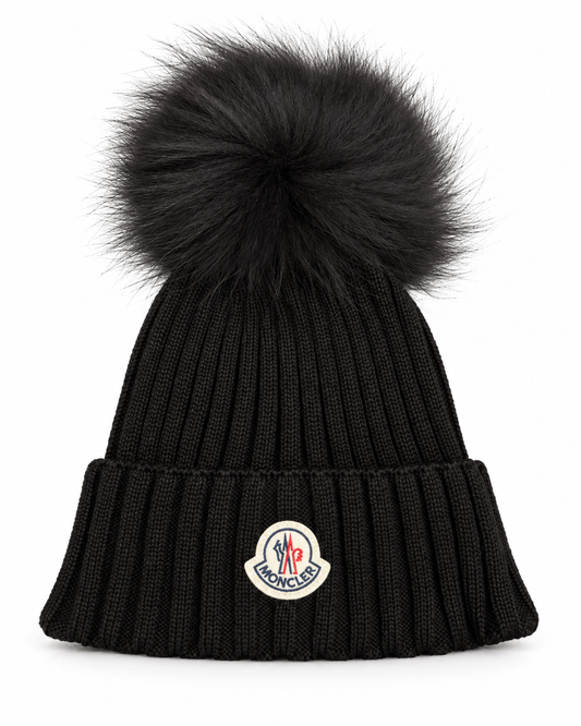 MNCLR Wool Beanie with Pom Pom - Black