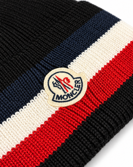 MNCLR Tricolor Wool Beanie - Black