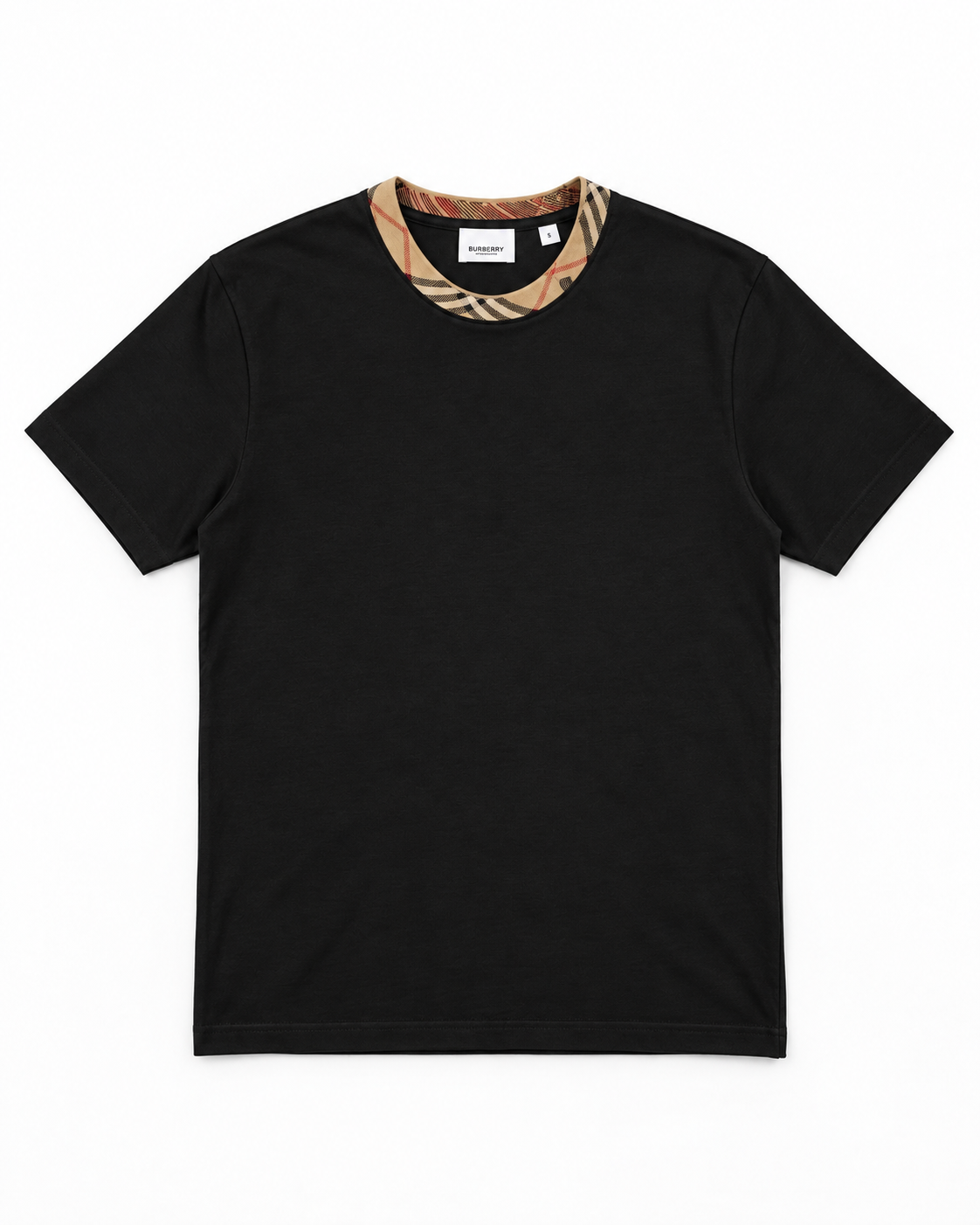 BBR Check Trim Cotton T-Shirt - Black