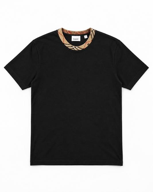 BBR Check Trim Cotton T-Shirt - Black