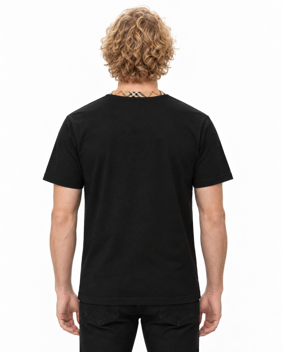 BBR Check Trim Cotton T-Shirt - Black
