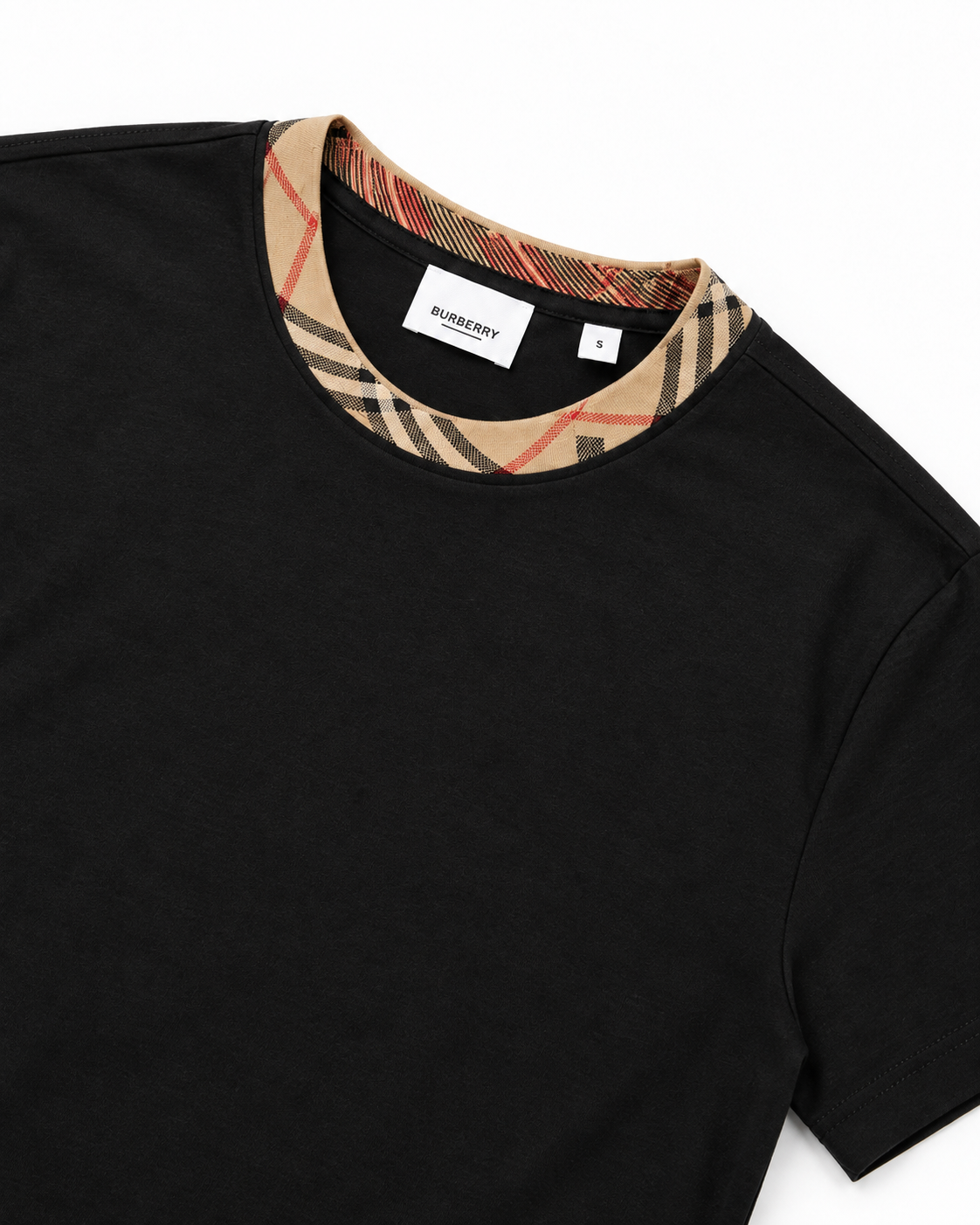 BBR Check Trim Cotton T-Shirt - Black