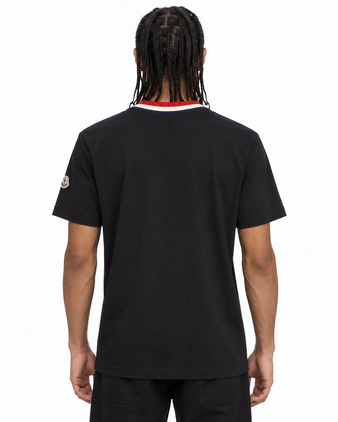 MNCLR Striped Stretch-Knit Trimmed Logo-Appliquéd Cotton-Jersey T-Shirt - Black