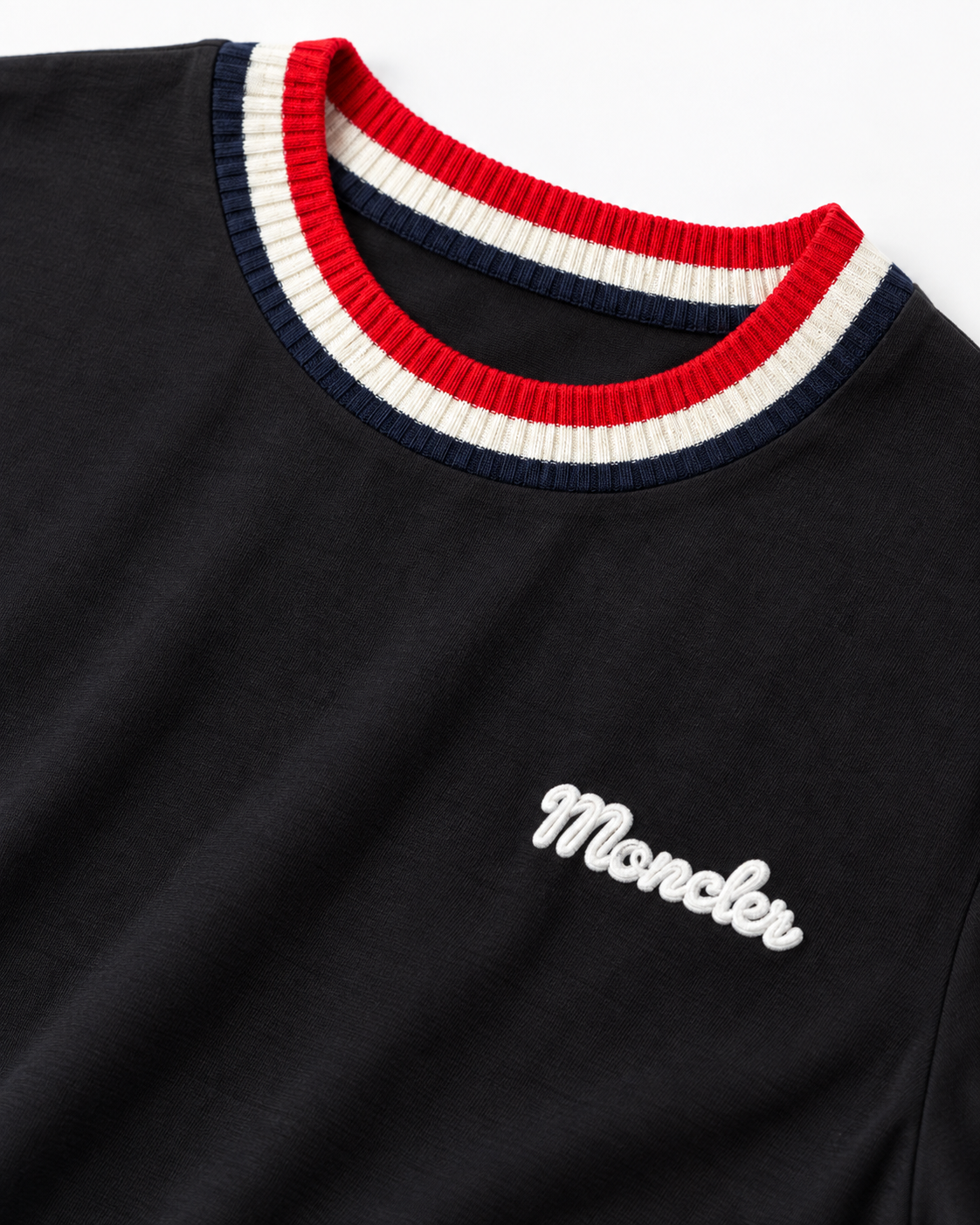 MNCLR Striped Stretch-Knit Trimmed Logo-Appliquéd Cotton-Jersey T-Shirt - Black