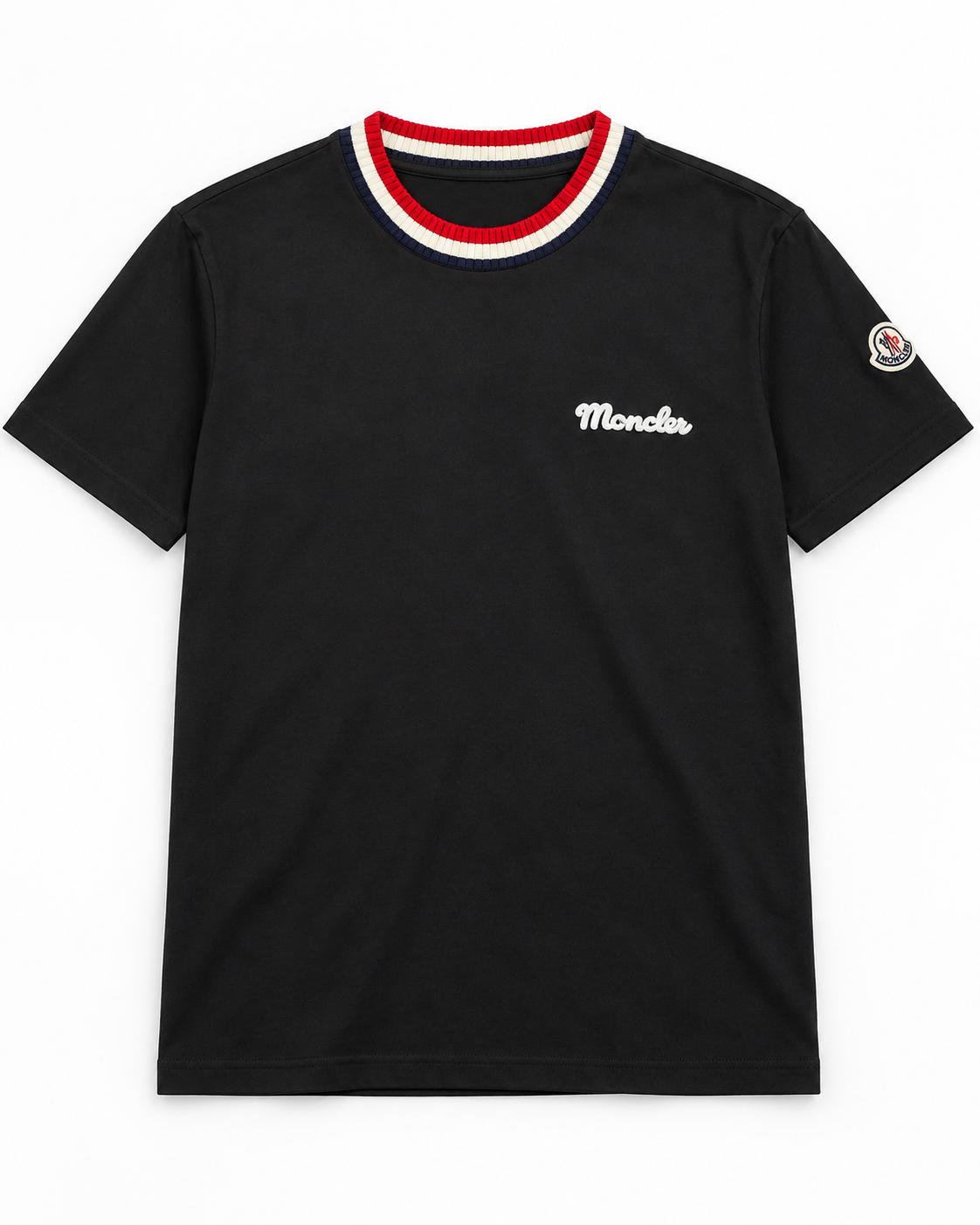 MNCLR Striped Stretch-Knit Trimmed Logo-Appliquéd Cotton-Jersey T-Shirt - Black
