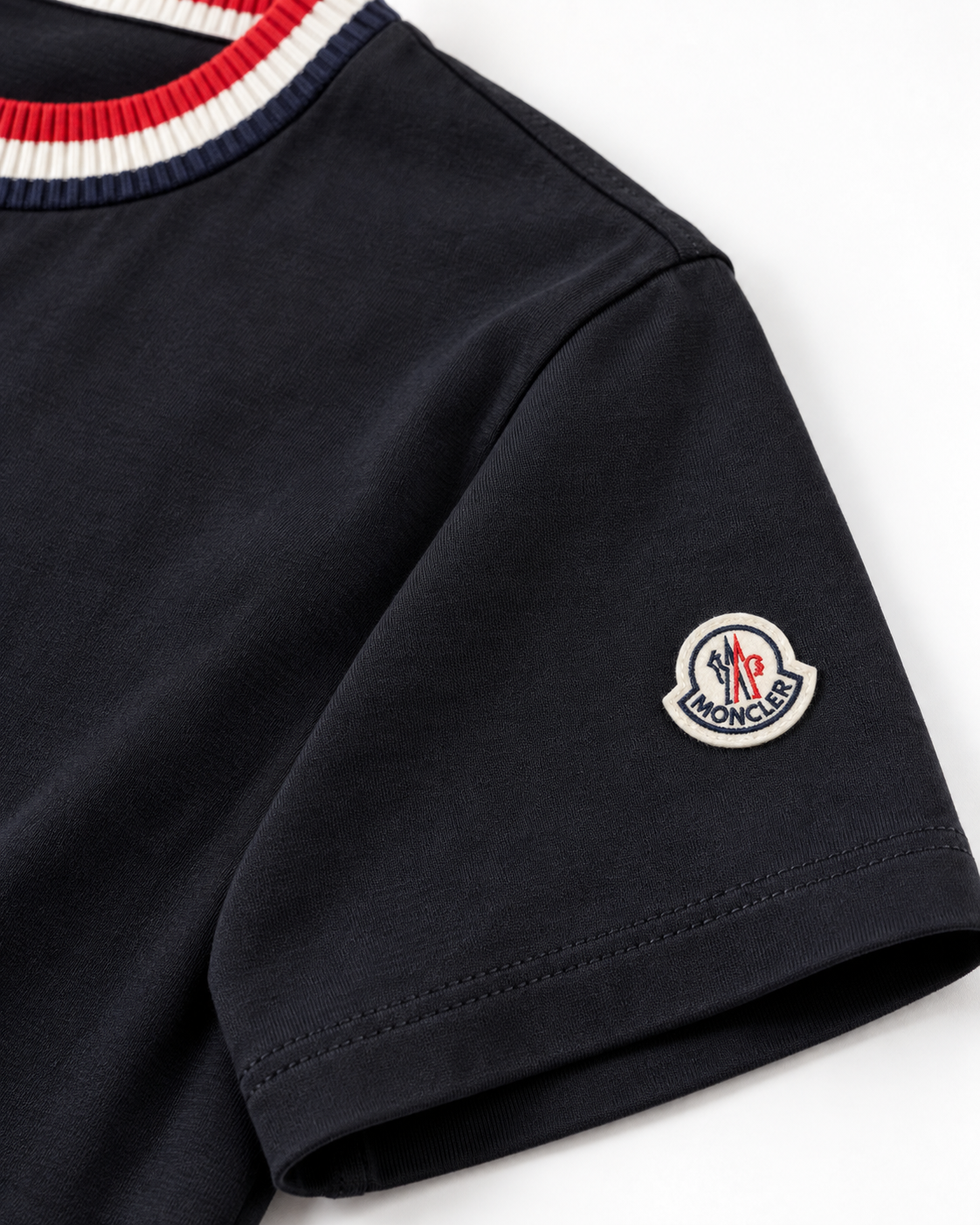 MNCLR Striped Stretch-Knit Trimmed Logo-Appliquéd Cotton-Jersey T-Shirt - Black
