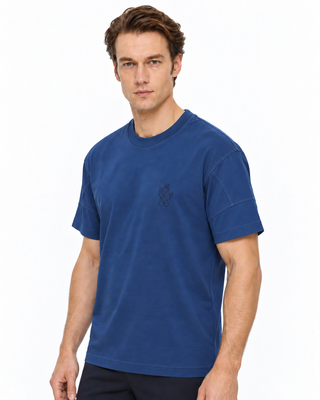 MNCLR Logo Patch Cotton Blend T-Shirt - Blue