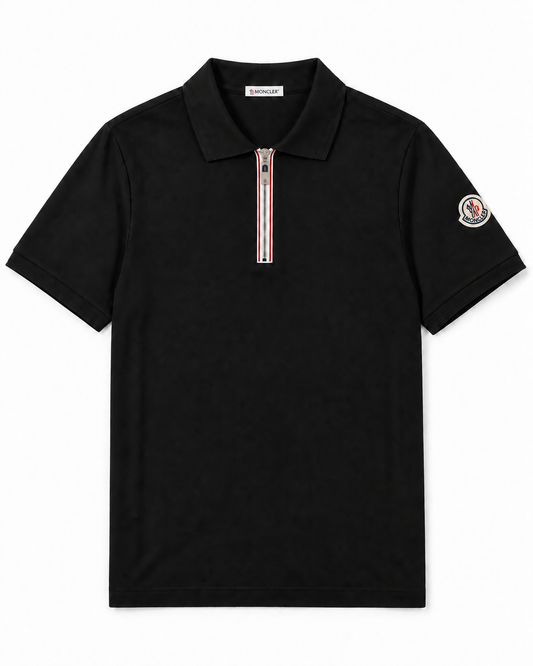 MNCLR Half-Zip Piqué Cotton Shirt - Black