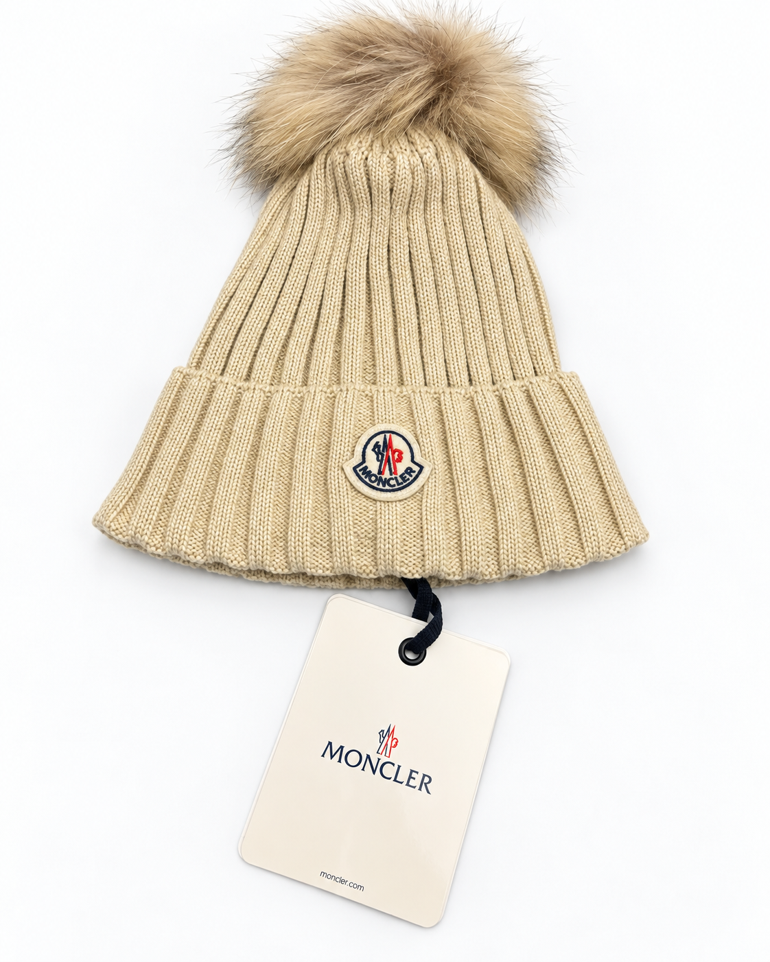 MNCLR Wool Beanie with Pom Pom - Beige