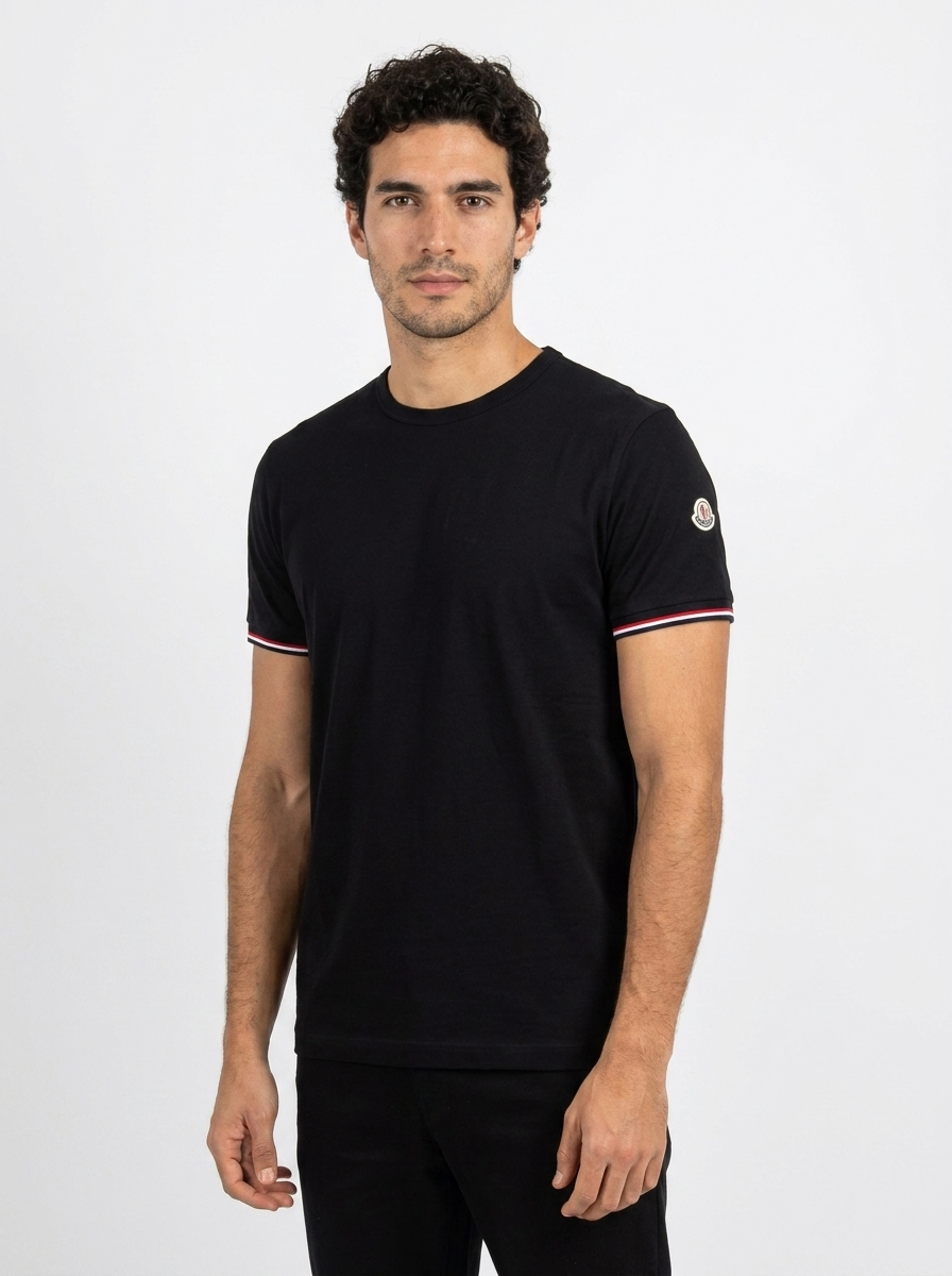 MNCLR Tricolour Trimmed Cotton T-Shirt - Black