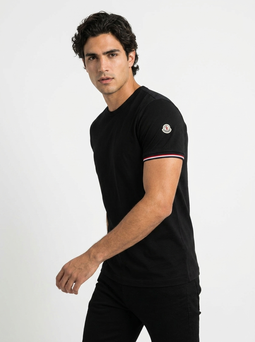 MNCLR Tricolour Trimmed Cotton T-Shirt - Black